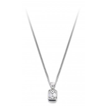 18ct white gold Esta emerald cut diamond pendant 0.15cts