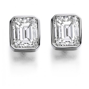 Platinum Esta emerald cut diamond earrings 0.83cts