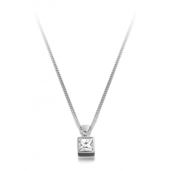 18ct white gold Esta princess cut diamond pendant 0.18cts