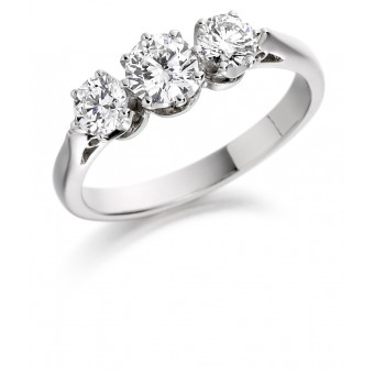 Platinum Elene round cut diamond three stone ring 1.00cts