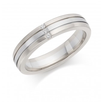 Platinum & 18ct white gold 4mm Mara diamond wedding ring 0.02cts