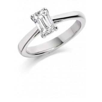 Platinum Massima emerald cut solitaire ring 1.01cts