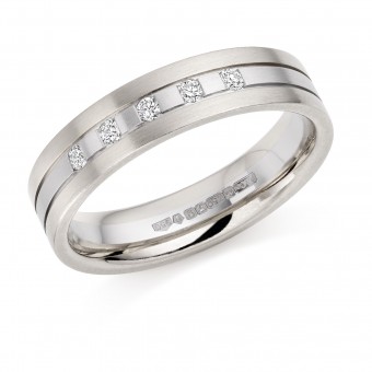 Platinum & 18ct white gold 4.5mm Mara diamond wedding ring 0.07cts