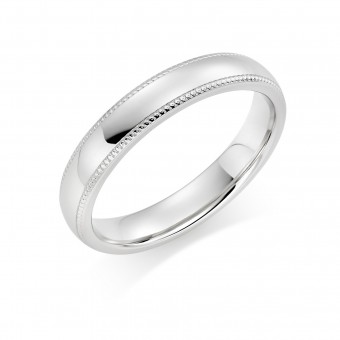 Platinum 4mm Oxford beaded edge wedding ring