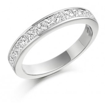 Platinum Alexandra princess cut diamond true half eternity ring 0.63cts