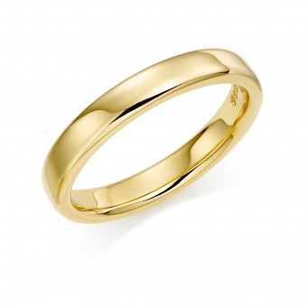 18ct yellow gold 3mm Eton wedding ring.