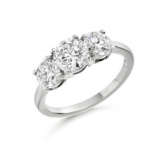 Platinum Grazia round cut diamond three stone ring 1.06cts