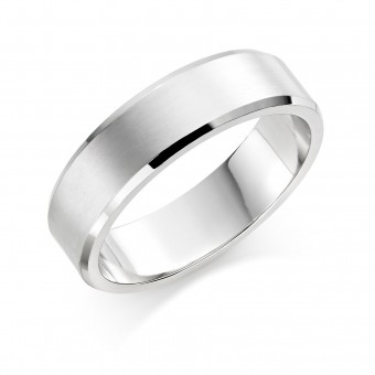 Platinum brushed finish 6mm New Windsor  wedding ring 