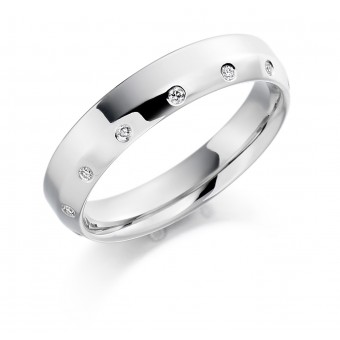 Platinum 4mm Agnella diamond wedding ring 0.07cts