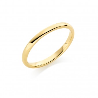 18ct yellow gold 2mm Oxford wedding ring