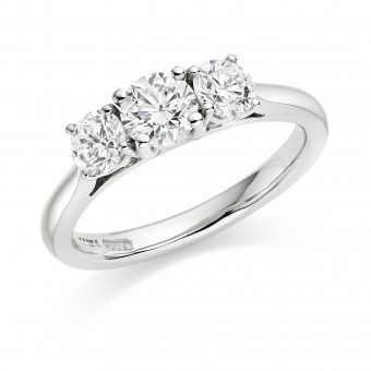 Platinum Liona round cut diamond three stone ring 2.05cts