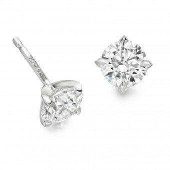 Platinum Natalia round cut diamond earrings 1.40cts