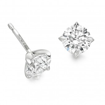 Platinum Natalia round cut diamond earrings 0.81cts.