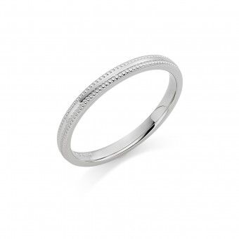 Platinum 2mm Cambridge beaded edge wedding ring