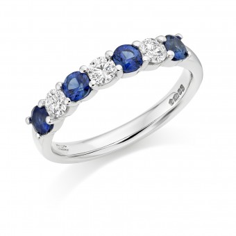 Platinum Claudina sapphire & diamond half eternity ring