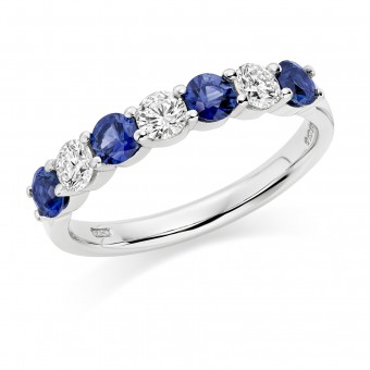 Platinum Claudina sapphire & diamond half eternity ring