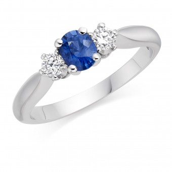 Platinum Nella oval sapphire & diamond three stone ring