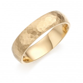 18ct champagne gold 6mm Cotswold hammered wedding ring