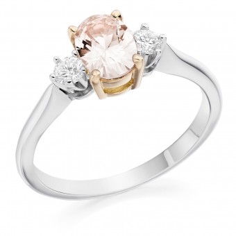 Platinum & rose gold Nella oval peach sapphire & diamond ring