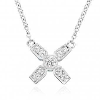 18ct white gold Amalia diamond set kiss pendant