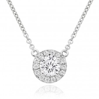 18ct white gold Pianeti round cut diamond pendant.
