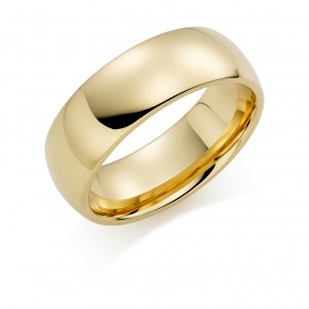 18ct yellow gold 7mm Oxford wedding ring