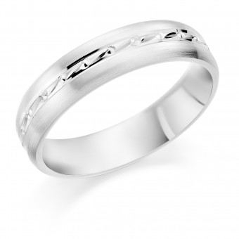 Platinum brushed finish 5mm Kinetic wedding ring.