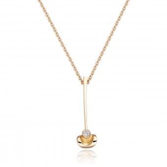 18ct rose gold coffee bean round cut diamond pendant 0.05cts