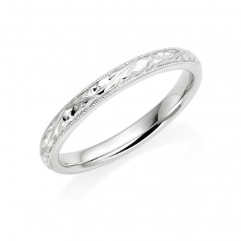 Platinum 2.5mm autumn leaves wedding ring