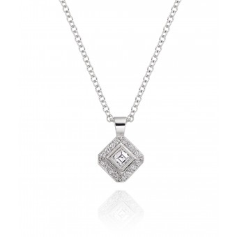 18ct white gold Finestra carré & round cut diamond pendant