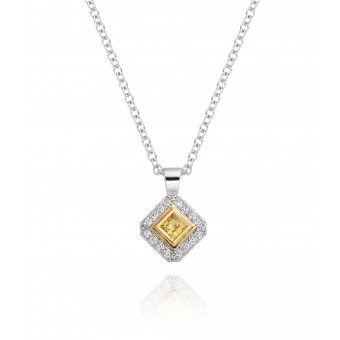 18ct white gold Finestra yellow sapphire & diamond pendant