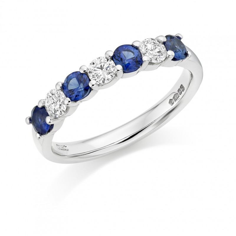 Platinum Claudina sapphire diamond half eternity ring