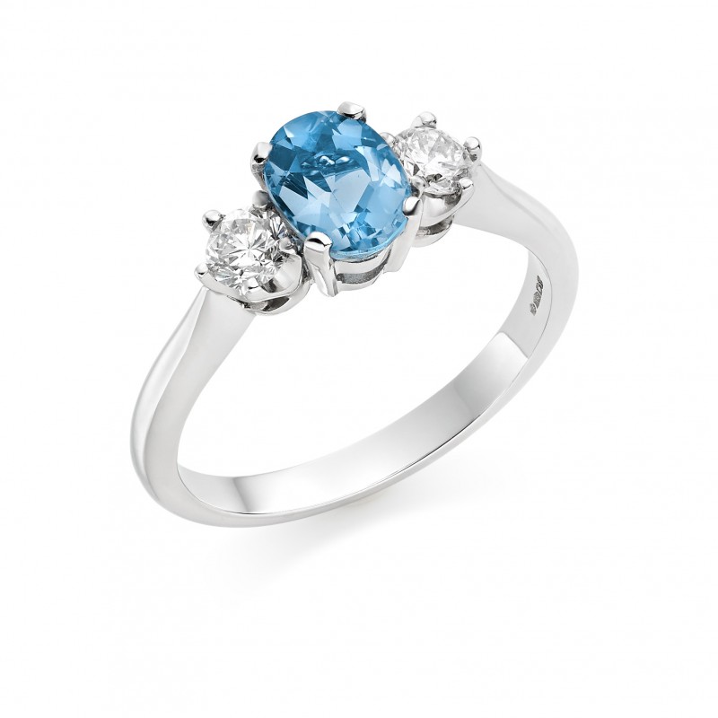 Three stone hot sale aquamarine ring