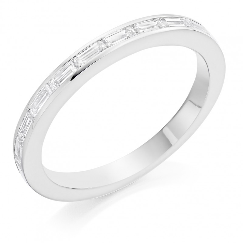 Platinum baguette cut diamond true half eternity ring 0.61cts