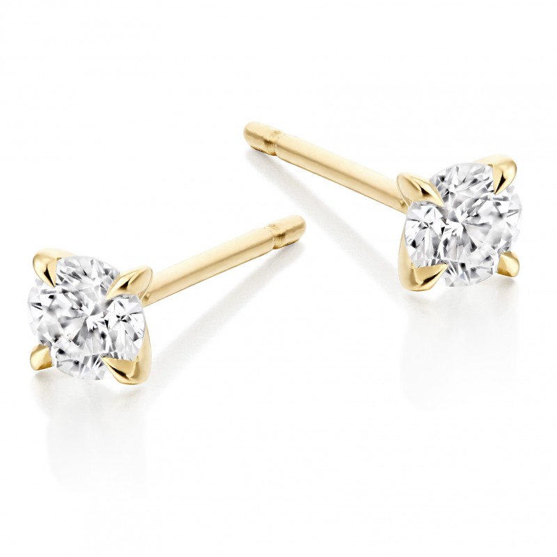 Eighteen carat yellow gold round cut diamond earrings 0.62cts