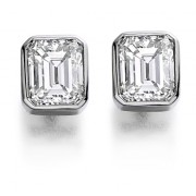 Platinum Esta emerald cut diamond earrings 0.83cts