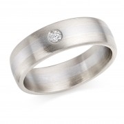 Platinum & 18ct white gold 6mm Alonza diamond wedding ring 0.06cts