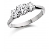 Platinum Adrina round cut diamond three stone ring 0.84cts