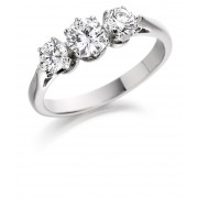 Platinum Elene round cut diamond three stone ring 0.68cts