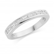 Platinum Alexandra princess and baguette cut diamond half eternity ring 0.49cts