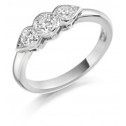 Platinum Donatella three stone diamond ring 0.72cts