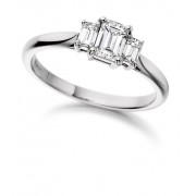 Platinum Ottavia emerald cut diamond three stone ring 0.56cts