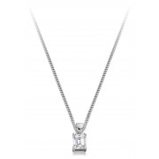 18ct white gold Alessandra emerald cut pendant 0.16cts