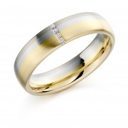 18ct gold & platinum 5mm Lorenza diamond wedding ring 0.02cts