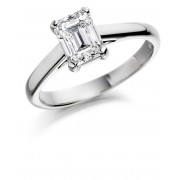 Platinum Lunetta emerald cut diamond solitaire ring 