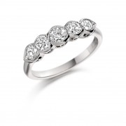 Platinum Donatella round cut diamond five stone ring 0.72cts