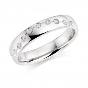 Platinum 4mm Cannelita diamond wedding ring 0.09cts