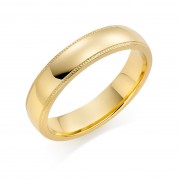 18ct yellow gold 5mm Oxford beaded edge wedding ring