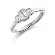 Platinum Giuditta emerald cut diamond three stone ring 0.70cts