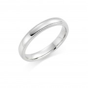 Platinum 3mm Oxford beaded edge wedding ring